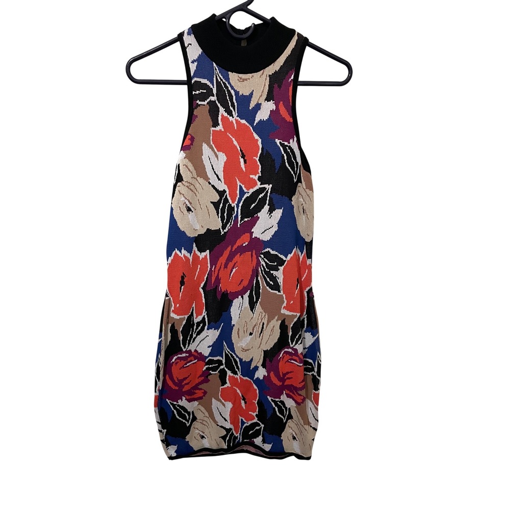 Ted Baker LILYIII Floral Knit Mock Neck Open Back Dress Size 2 US 6